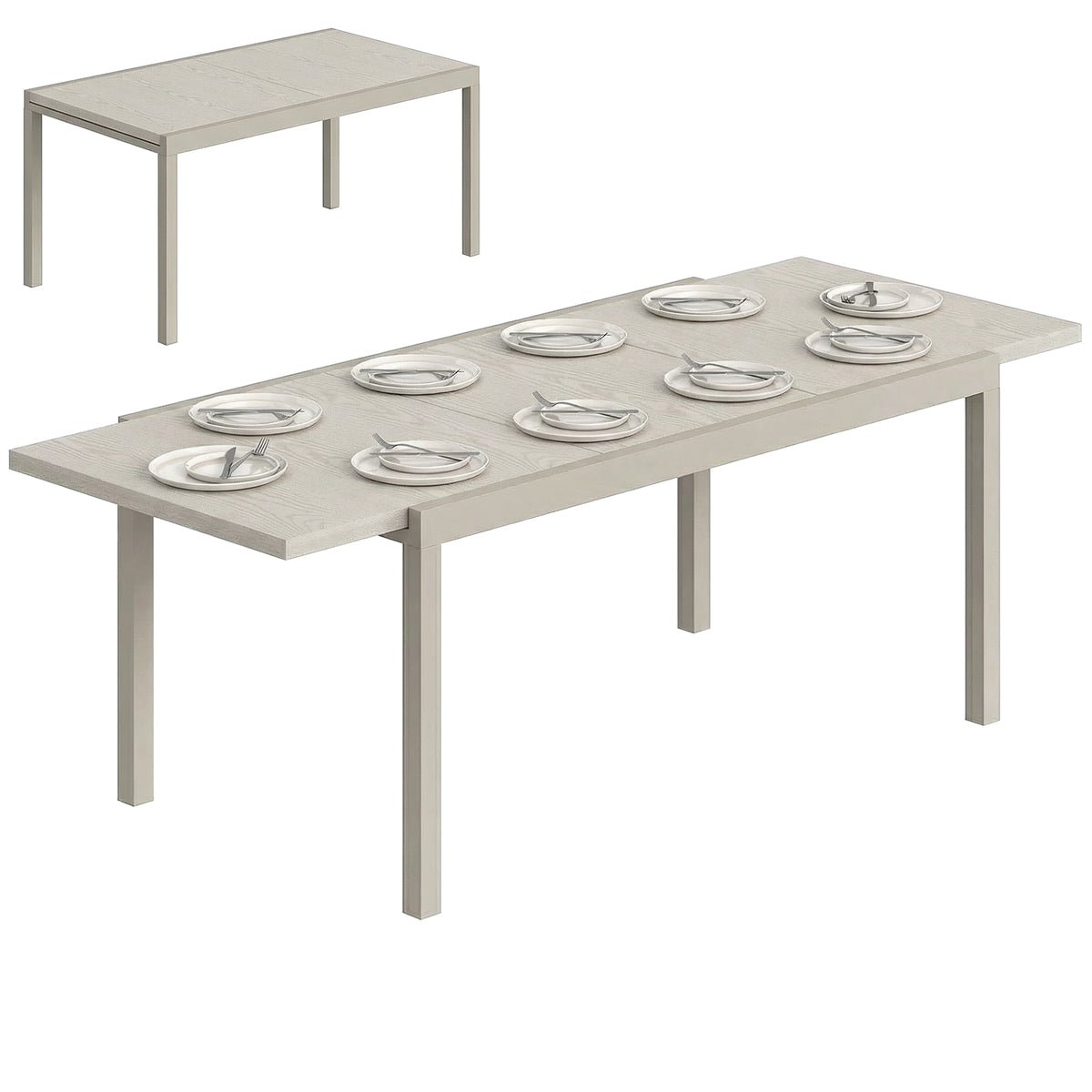 Outsunny Extending Garden Table, Aluminium Outdoor Dining Table For 8-10