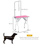 Foldable Dog Grooming Table Adjustable Arm 81x49x80cm | Pink