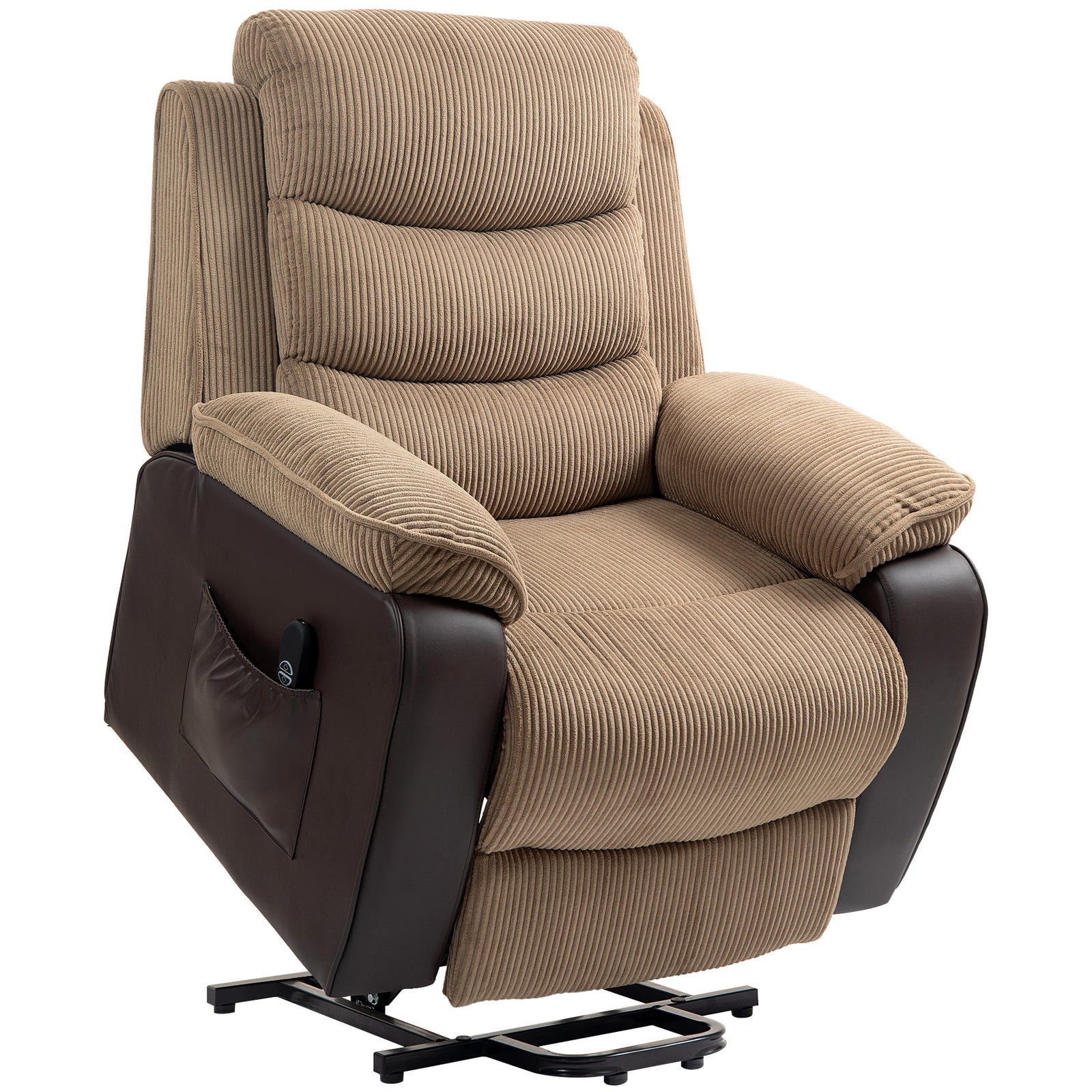 Power Lift Recliner Chair With Remote Control 2 Side Pockets | One Size | Brown
