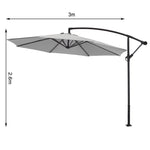 3m Banana Cantilever Patio Parasol For Outdoor Sunshade And Rain With Cross Base | One Size | Light Grey