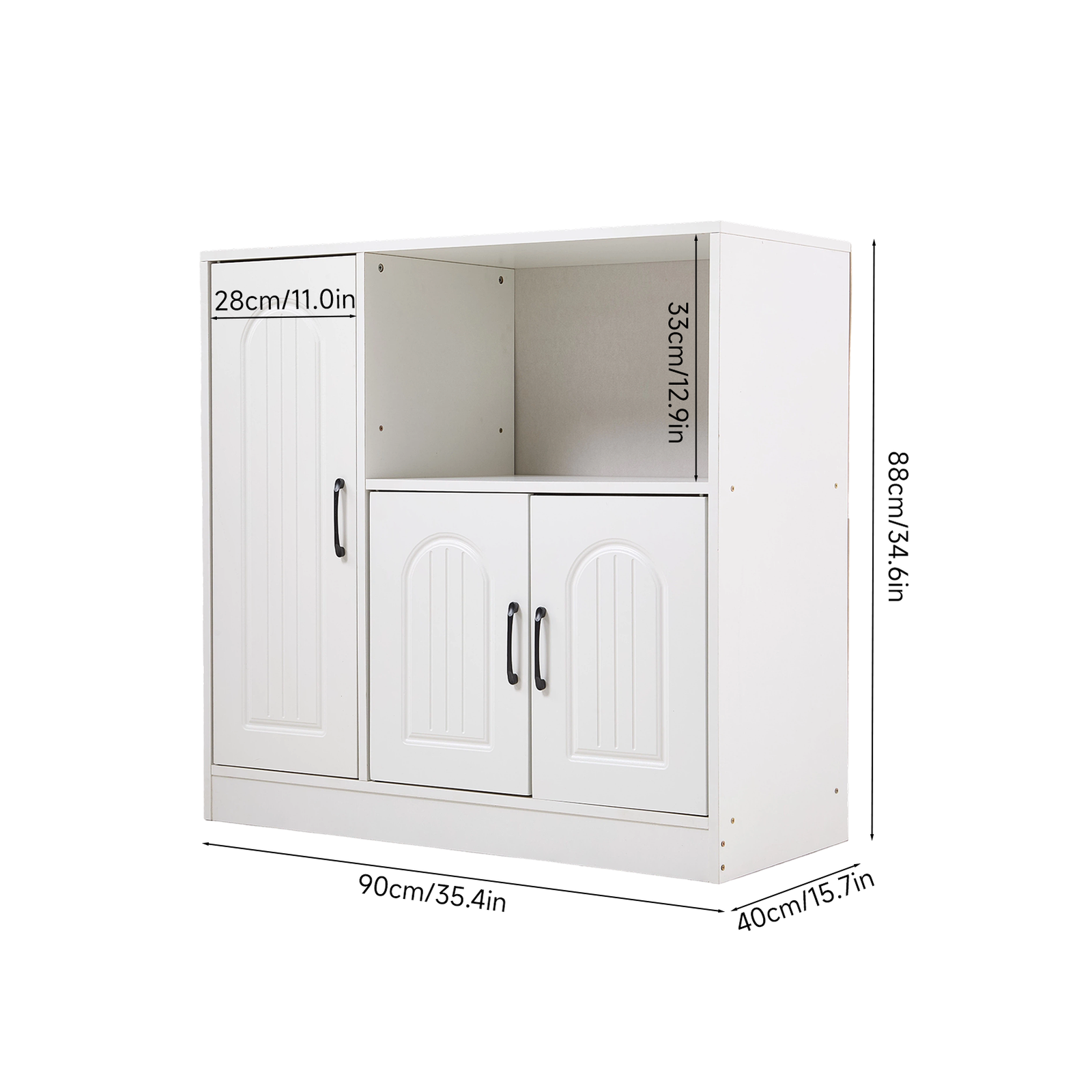Breeins Wooden Sideboard Storage Cabinet With Microwave Counter Organizer