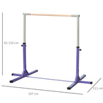 Adjustable Kids Gymnastics Bar Horizontal Training Steel Frame Wood | Purple