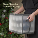 Ornament Storage Bag Box Cube With Lid And Handles | Grey