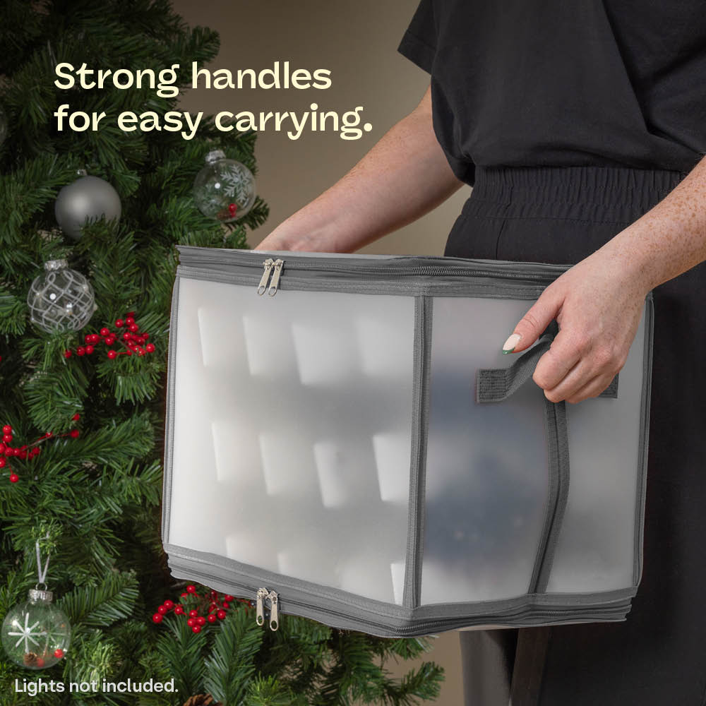 Ornament Storage Bag Box Cube With Lid And Handles | Grey