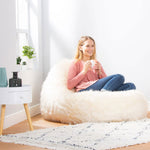Faux Fur Bean Bag Lounger Giant Bean Bag Chair, Cream