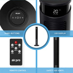 Smart Bladeless 46" Tower Fan 3 Speeds - Remote & Oscillation Feature | Black