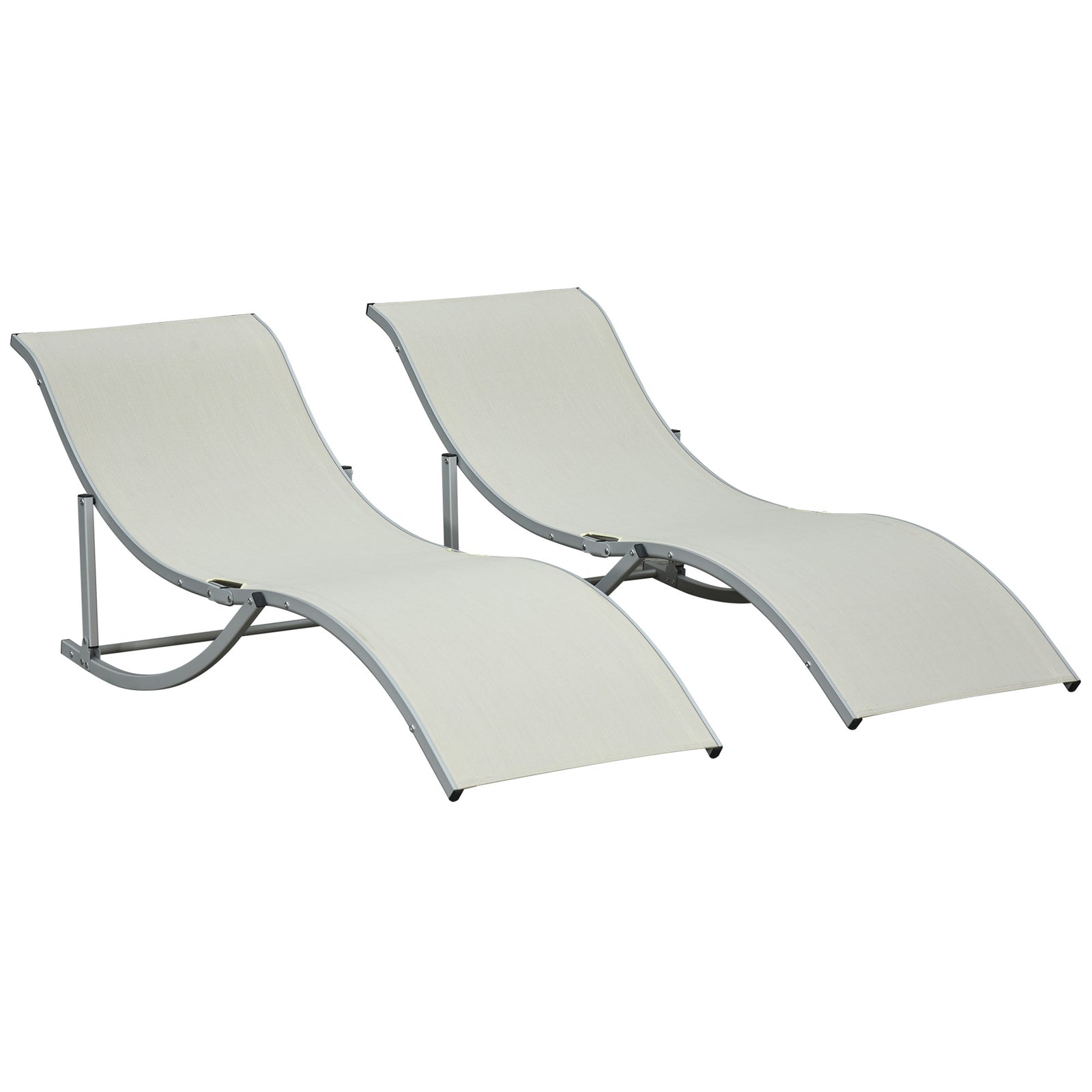 2pcs S-shaped Lounge Chair Foldable Sun Lounger | Beige