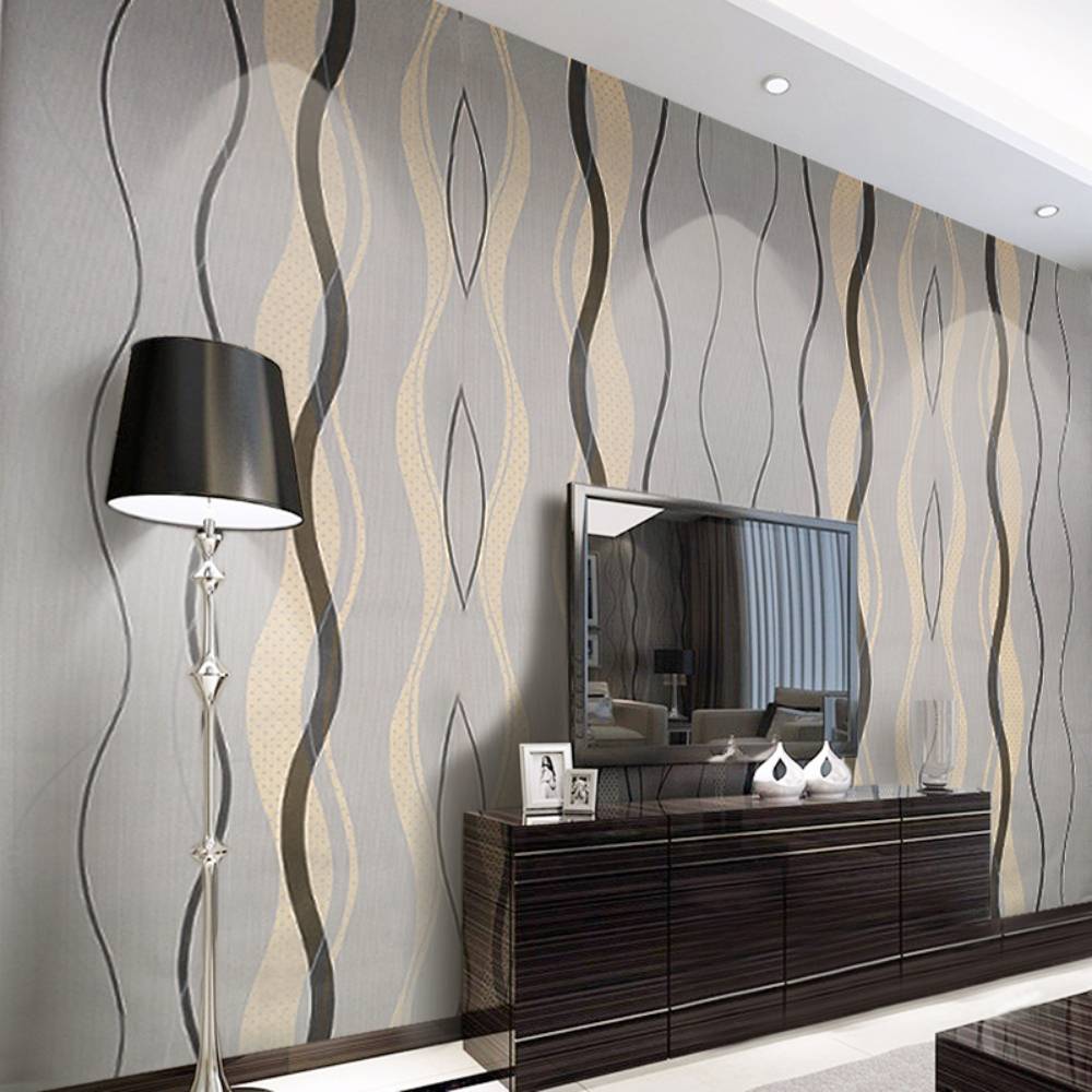 Contemporary Geometric Curving Linear Wallpaper