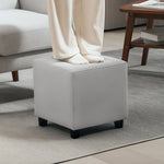 HOMCOM Square Footstool Small Ottoman W/ Wood Legs For Bedroom Light Grey