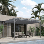 4 X 3(m) Outdoor Louvered Metal Pergola W/ Retractable Roof