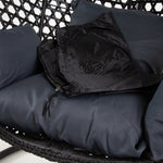 Luxurious Onyx Black Hanging Swing Pod Egg Chair With Deep Grey Cushions | 56 - 121cm | Charcoal Gray
