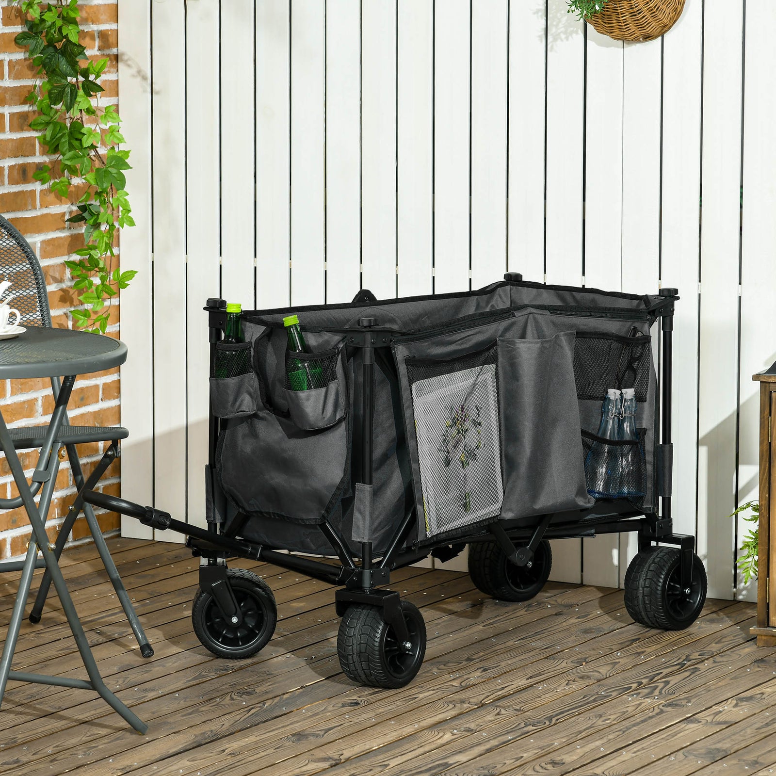 Folding Garden Camping Trolley Steel Frame | Dark Gray