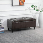 Pu Leather Storage Bench, Wooden Frame | Brown