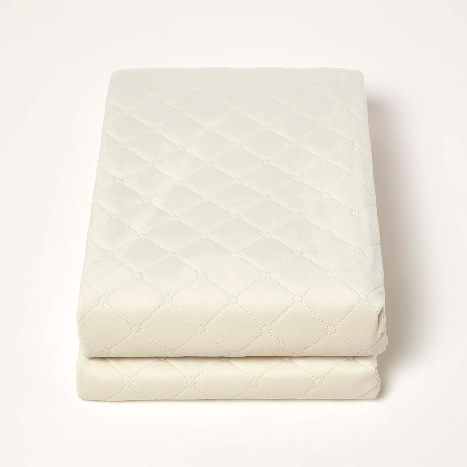 Diamond Quilted Velvet Bed Throw | 150cm x 200cm | Cream