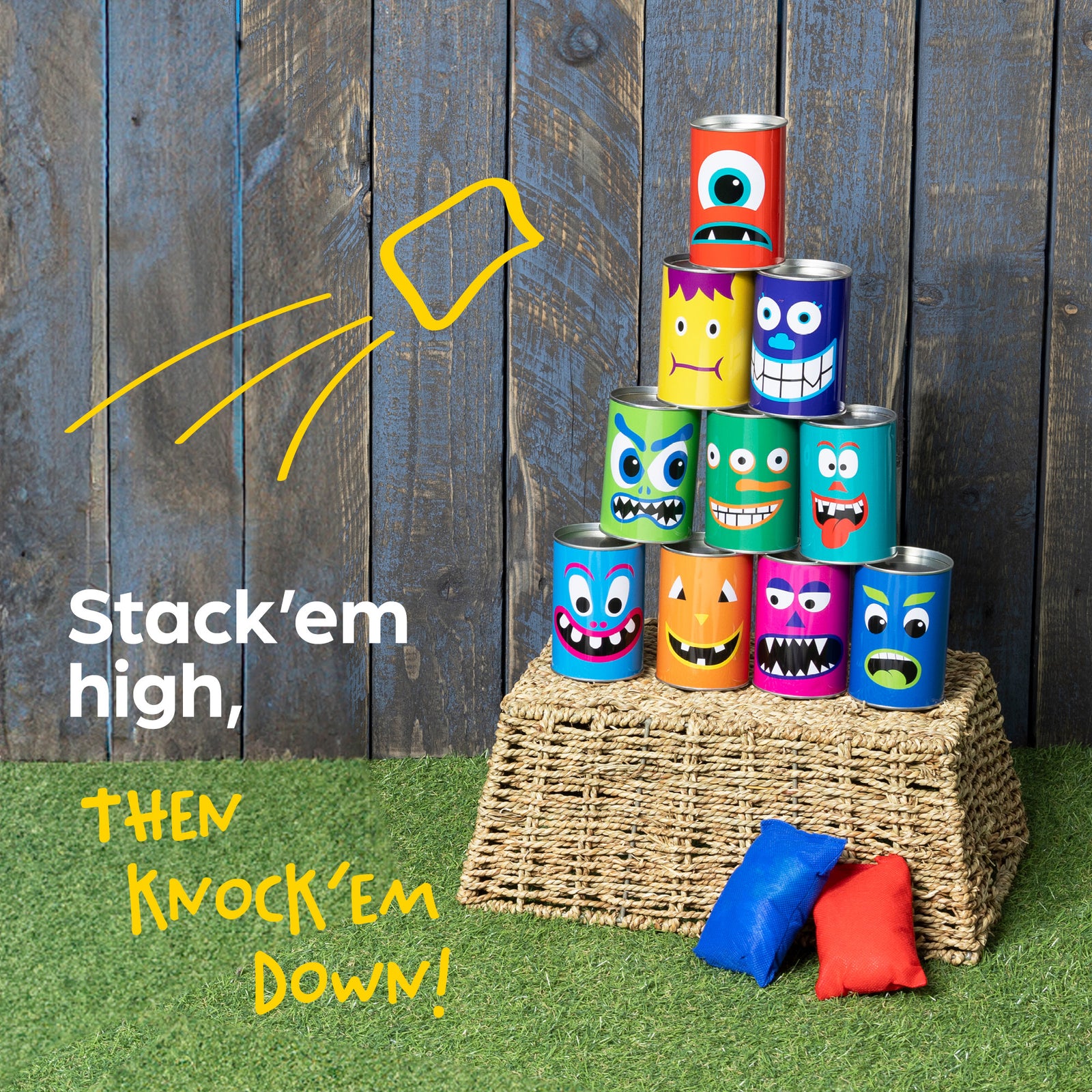 Hillington Bean Bag Toss Carnival Game With 10 Cans And 3 Beanbags Set
