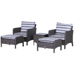 5 Pieces Outdoor Patio Furniture Set Wicker Conversation Set | Dark Gray