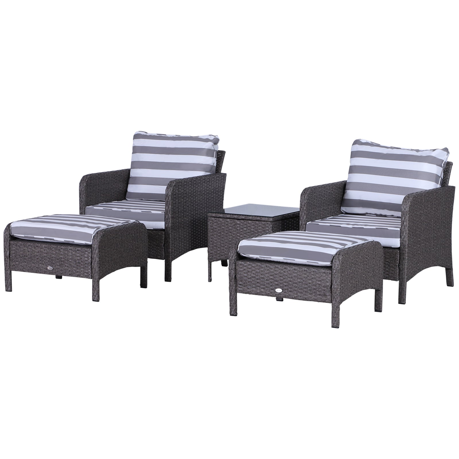 5 Pieces Outdoor Patio Furniture Set Wicker Conversation Set | Dark Gray