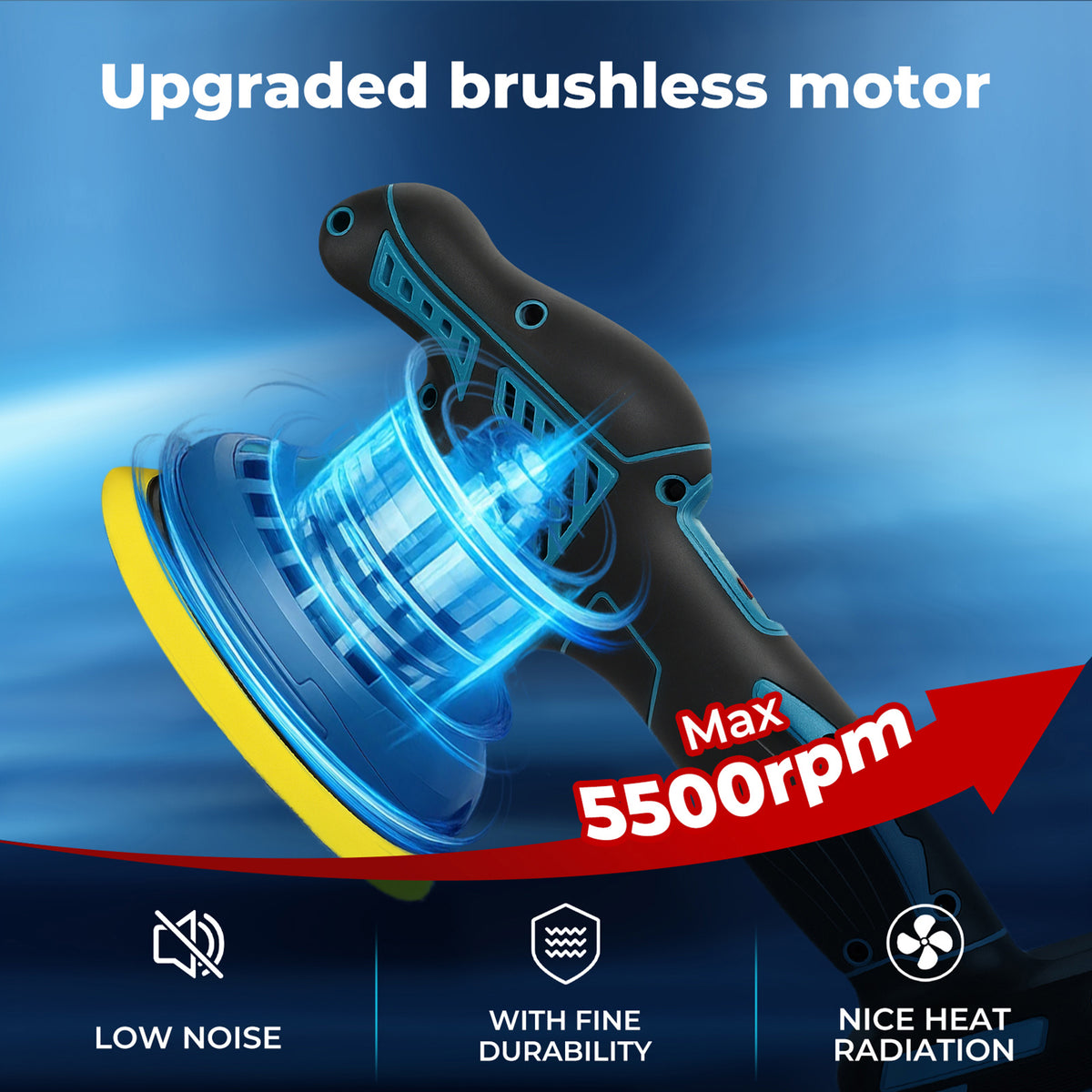 Cordless Car Polisher Buffer Sander Polishing Machine With 2 Battery | Blue