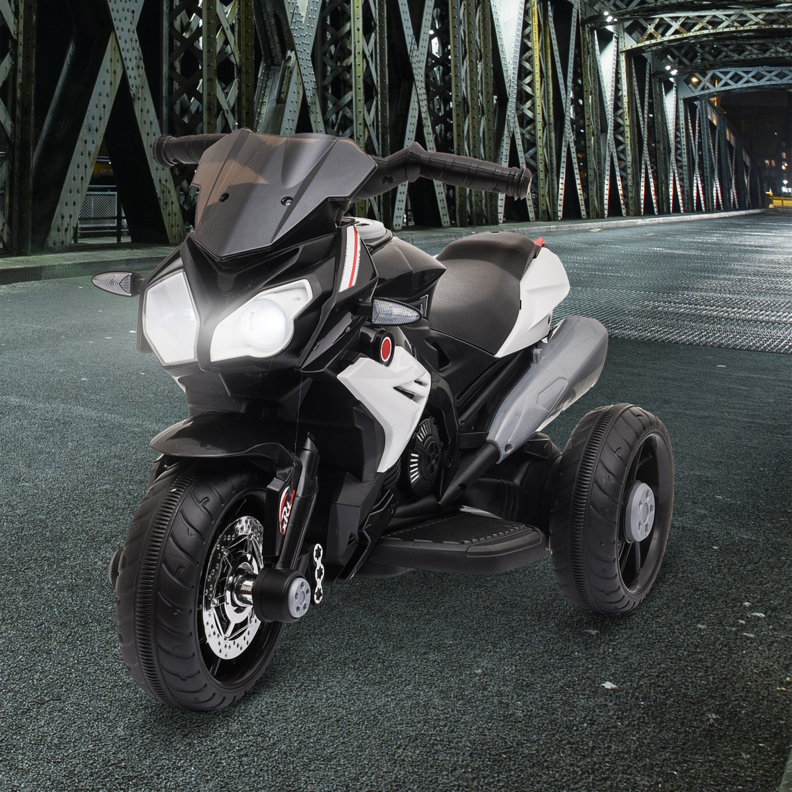 Kids Electric Motorcycle Ride-on Toy 6v Battery Music Horn Lights | Black