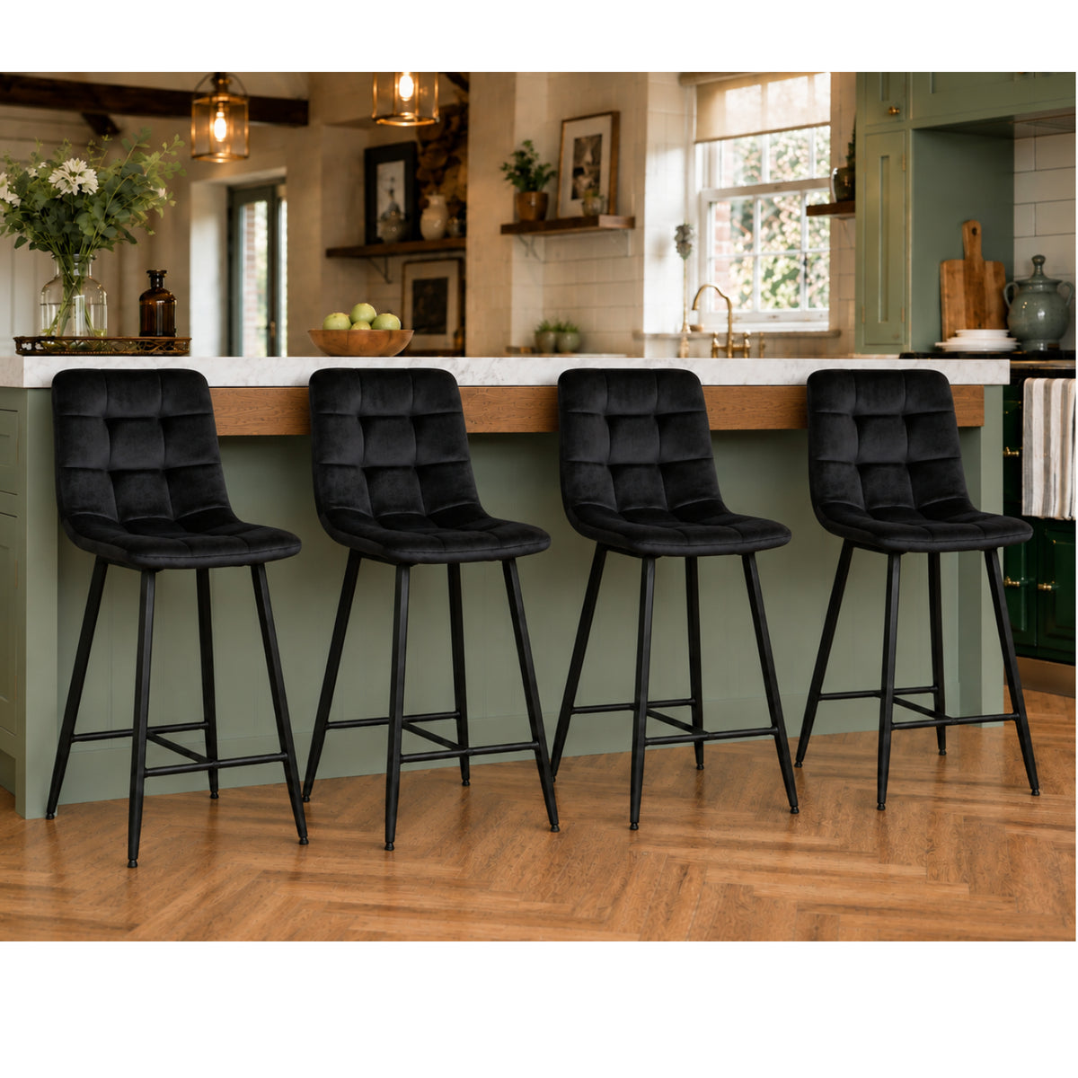 Indoor & Outdoor Living Erica Plush Velvet Comfort Bar Stools