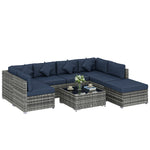 8 Pieces Patio Rattan Sofa Set, Garden Furniture Set | Blue