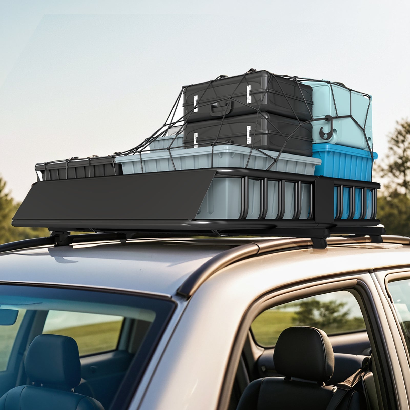 HOMCOM 90.7 Kg Universal Roof Rack Basket, Steel Car Rooftop Holder