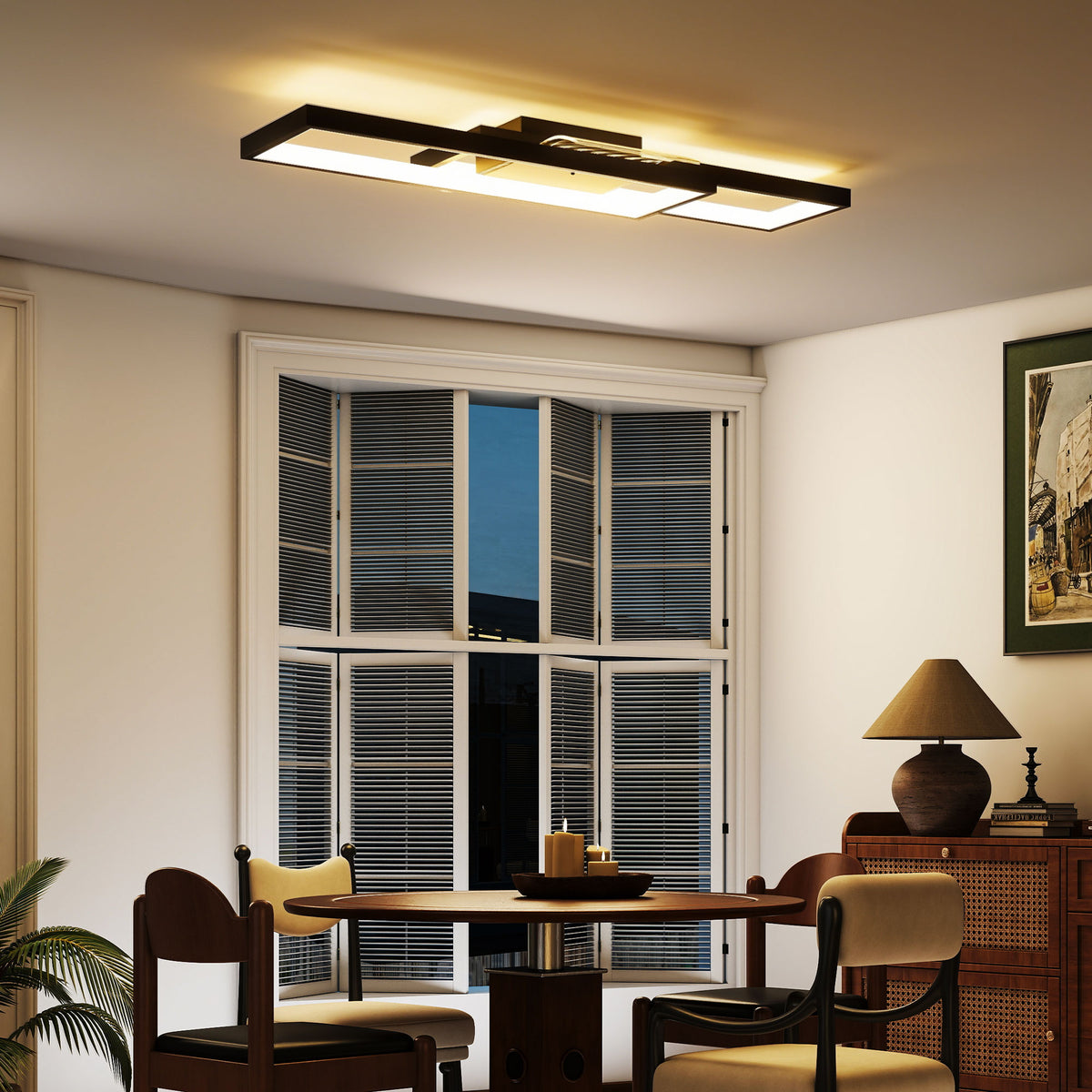 HOMCOM Led Ceiling Light, Dimmable Ceiling Light With Remote Control, Black