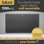 Electric Panel Heater Eco Radiator Grey Wall Mounted & Freestanding Thermostat Control & Setback Timer Lot 20 | 1500w | Grey