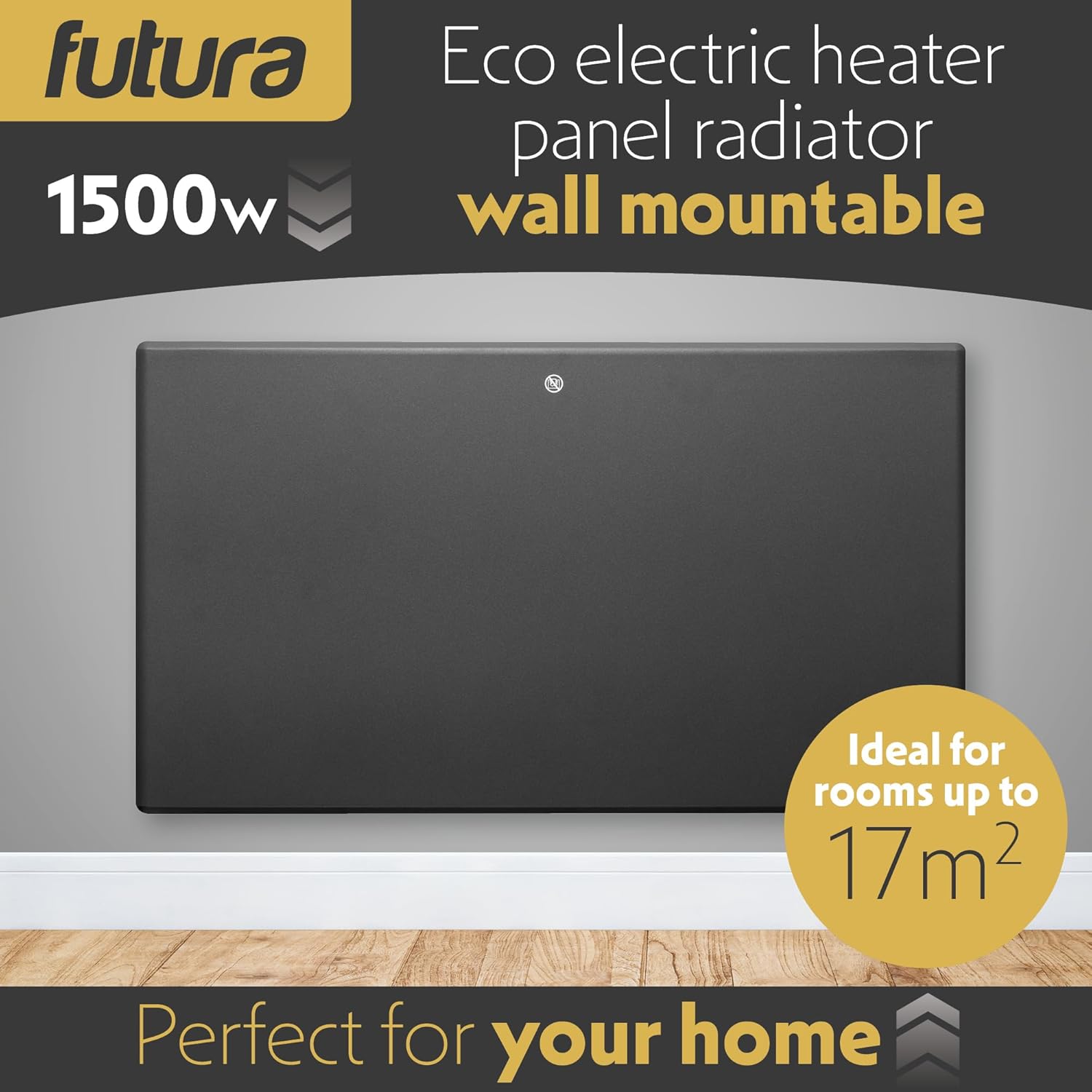 Electric Panel Heater Eco Radiator Grey Wall Mounted & Freestanding Thermostat Control & Setback Timer Lot 20 | 1500w | Grey