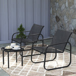 Garden Bistro Set, Metal Garden Furniture Set W/ Mesh Chairs
