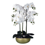 60cm Orchid Artificial White Gold Ceramic Planter