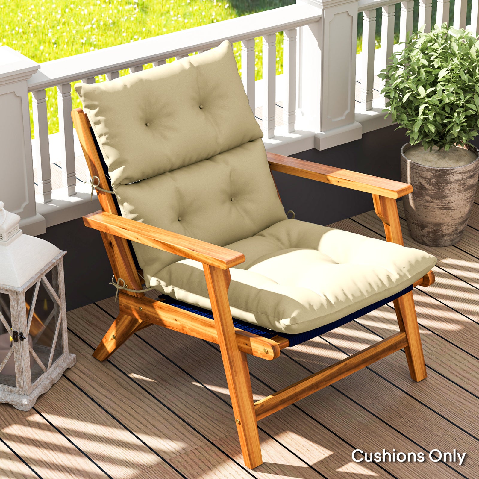 Adirondack Chair Cushion Rocking Chair Cushion W/ Ties | Beige