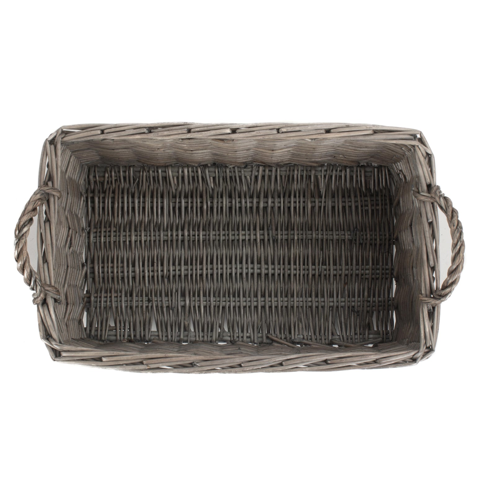 Wicker Shallow Antique Wash Storage Basket | Small | Brown