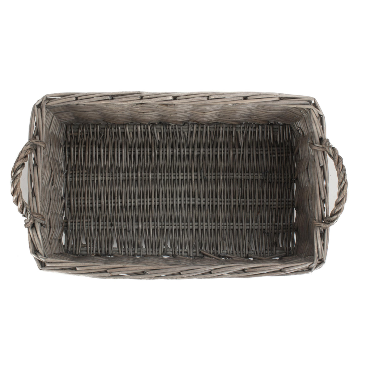 Wicker Shallow Antique Wash Storage Basket | Small | Brown
