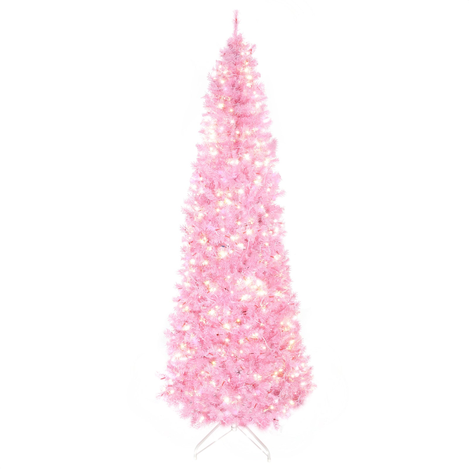 5/6/7ft Tall Prelit Pencil Artificial Christmas Tree | 7ft | Pink