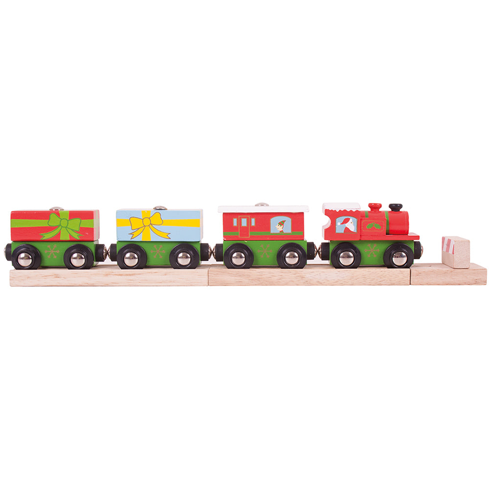 Wooden Christmas Train Engine & Carriages
