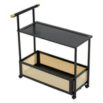 Breeins 2-tier Rolling Bamboo Side Table With Side Handle