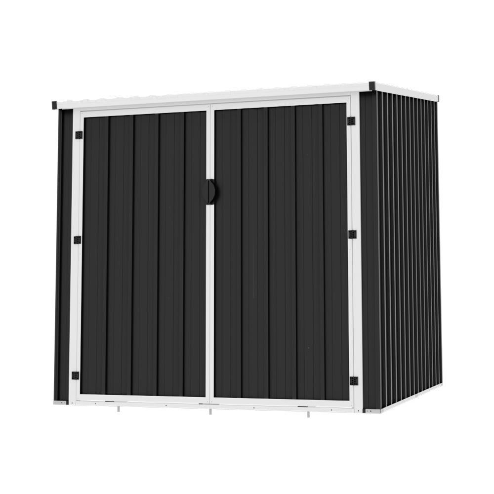 Lockable Outdoor Bike Storage Shed For Cycling, Double Door Metal Shed With 3 Adjustable Bike Racks, Pent Roof, Weatherproof Garden Shed