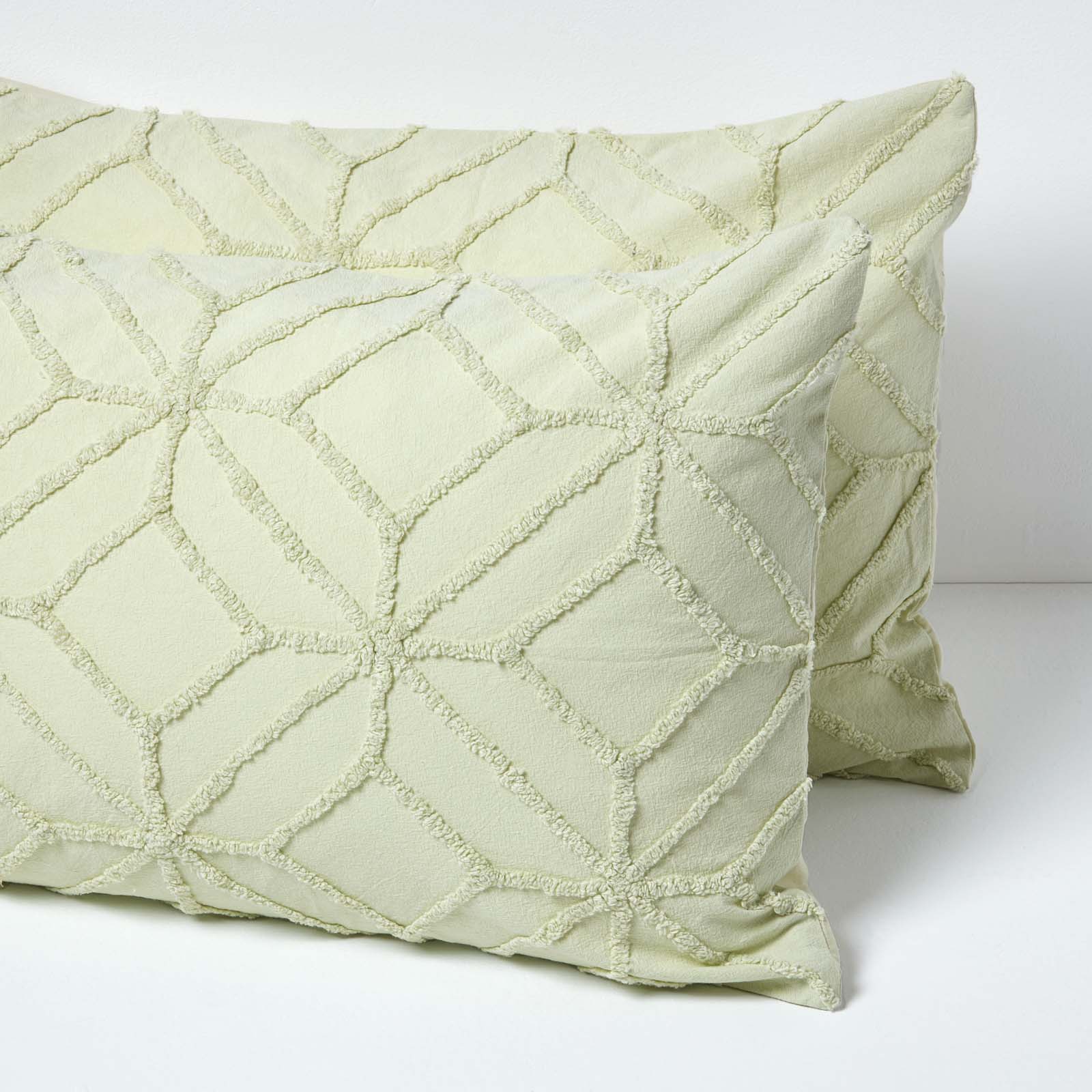 Diamond Cotton Tufted Duvet Cover Set | Double | Sage Green