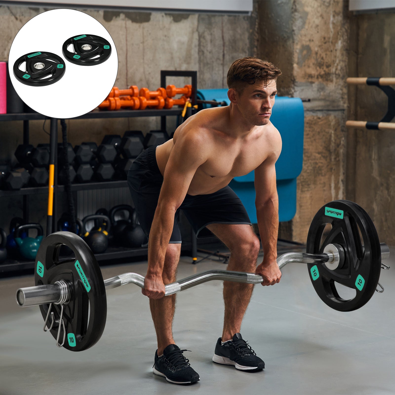 Olympic Weight Plates Tri-grip Barbell Weights Set - 10kg per plate | Black