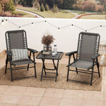 3 Pieces Folding Garden Bistro Set With Cup Holders | Black