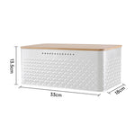 Countertop Metal Bread Box Container With Bamboo Lid | White