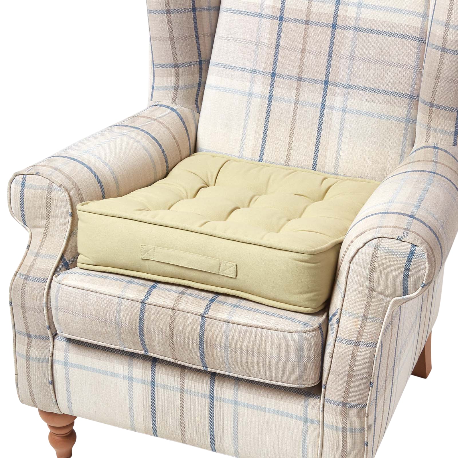 Cotton Armchair Booster Cushion | 50cm x 50cm | Sage Green