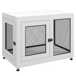 Dog Crate Table W/ Cushion Two Doors - White | White