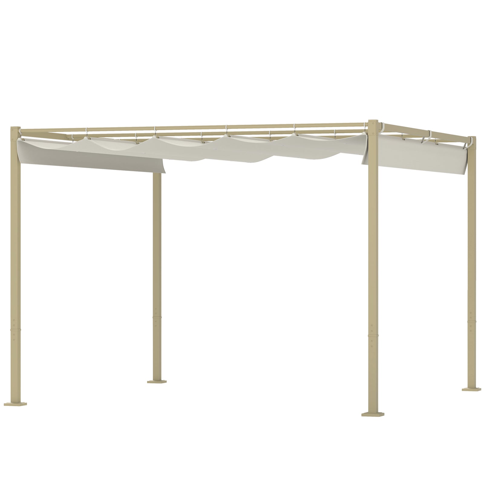 3x3m Pergola With Retractable Roof, Magnetic, Khaki | Khaki