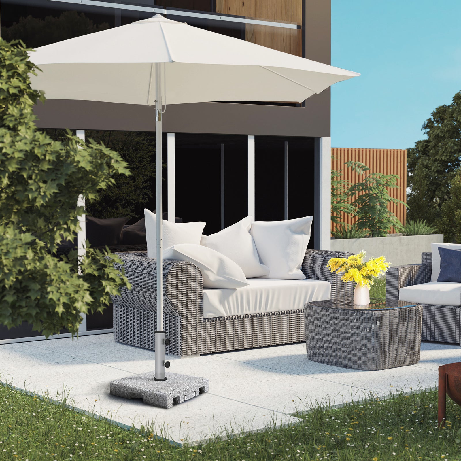 28kg Granite Parasol Base W/ Wheels & Handle