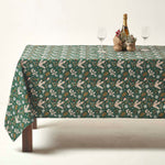 Festive Forest 100% Cotton Round Green Christmas Tablecloth 178 Cm