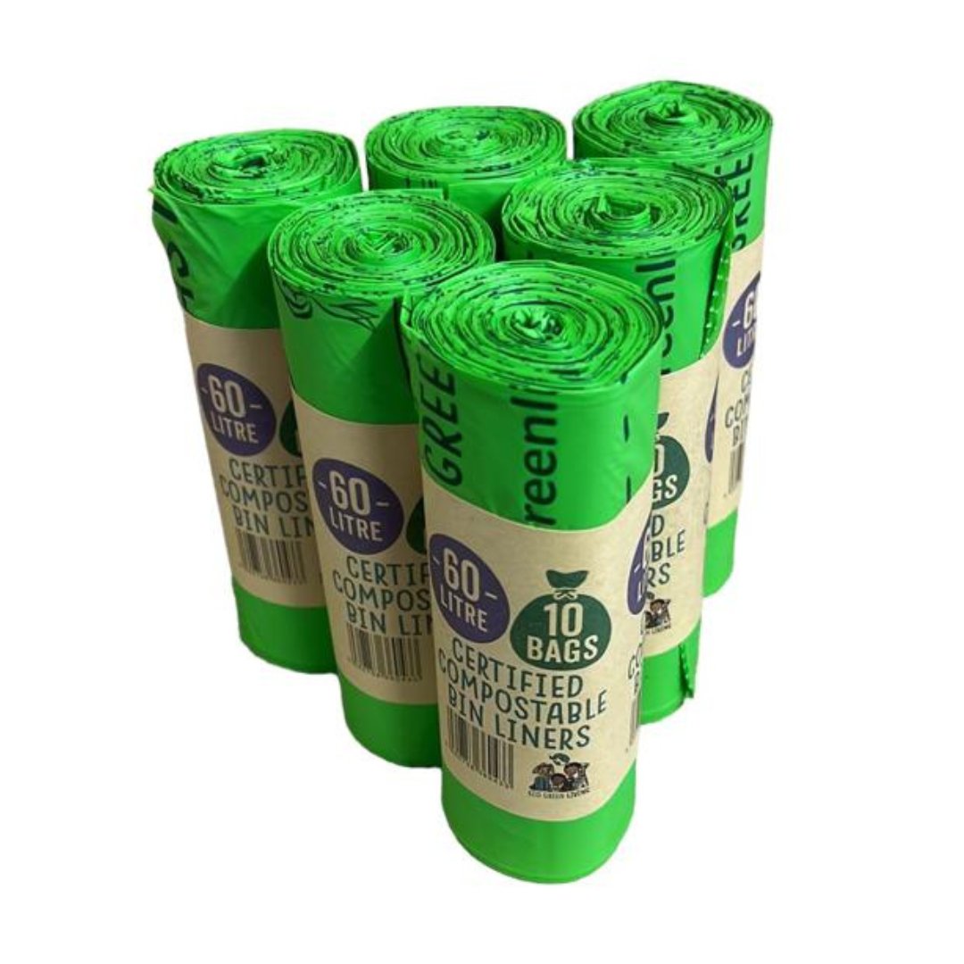 60l Compostable Waste Bags | Set of 6 | Green