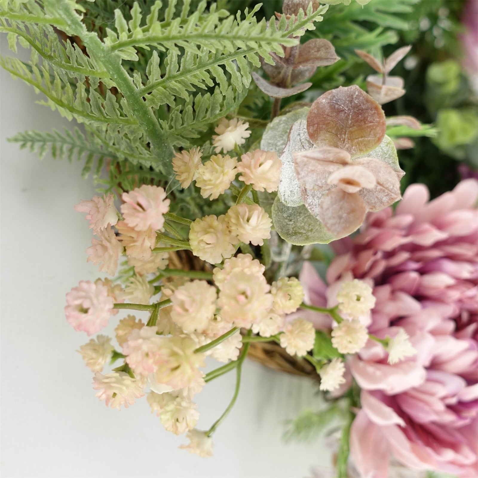 45cm Artificial Pink  Blossom Floral Wreath