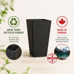 61cm Tall Textured Black Rubber Planters - Indoor Outdoor Planter | Set-of-2